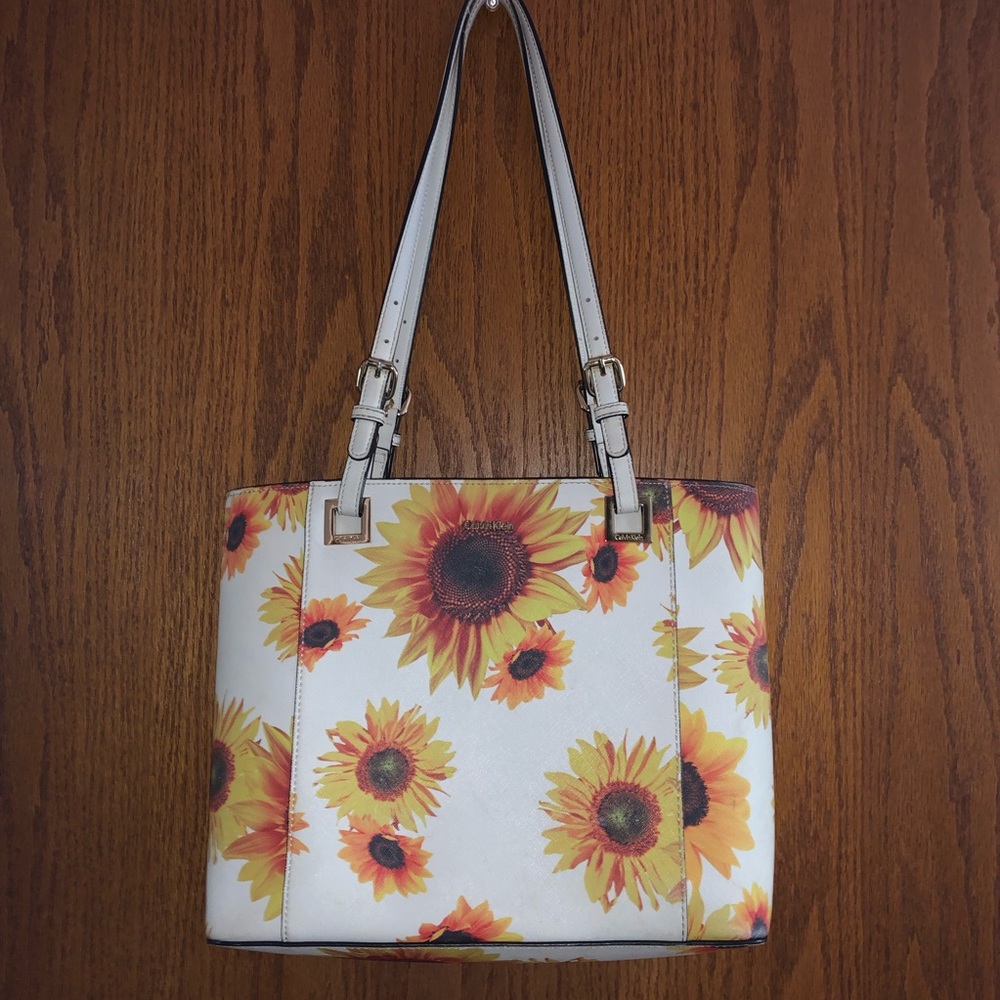 Calvin Klein White Sunflower Purse